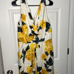 Black, white and yellow floral dress